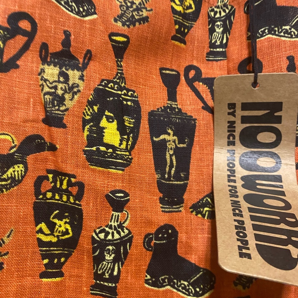 Nooworks Pots Naomi Linen dress- Rusty Orange Midi Dress with Black Accents. - Picture 5 of 7